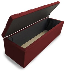 Calçadeira Baú Solteiro 100cm Nicole Capitonê Suede Bordô - Sheep Estofados - Vermelho escuro