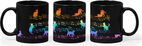 Caneca Gato Musical Cat Lover Preta Arco Iris