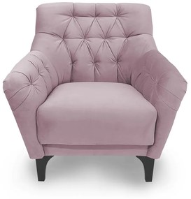 Poltrona Decorativa Roma Botonê Pés Madeira Veludo Rosa - Sheep Estofados - Rosa