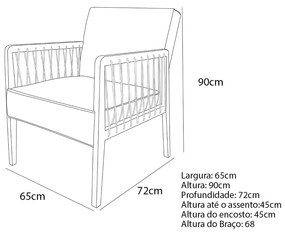 Poltrona Havaí SPZ Decorativa Sala Linho - ADJ Decor