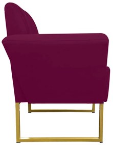 Poltrona Dora Suede Base Metálica Dourado D'Rossi - Vinho