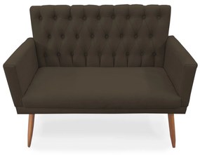 Kit 2 Poltronas 1 Namoradeira Clara Capitonê Pés Palito Suede Marrom - Sheep Estofados