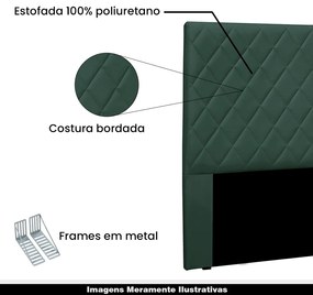 Cabeceira Decorativa 1,40M Baelon Veludo Verde Floresta G63 - Gran Belo