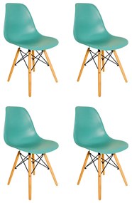 Cadeira Sala de Jantar kit4 Eiffel Eames Base Madeira Azul Turquesa  R02 - D'Rossi