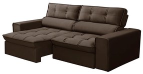 Sofá Retrátil e Reclinável 3 Lugares 220cm Welton Veludo Marrom G22 - Gran Belo