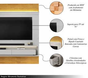 Painel Suspenso Solan TV 70" 2 Gavetas Bali/Cedro G18 - Gran Belo