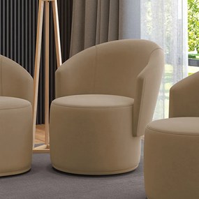 Poltrona Decorativa Orgânica Fixa para Sala Malu Suede M11 - D'Rossi - Marrom Rato