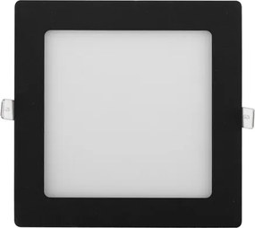 Plafon Led De Embutir Quadrado Preto 12W 6000K Moldura