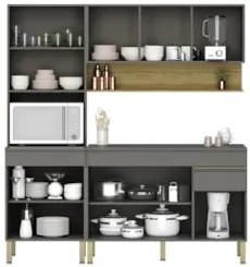 Armário de Cozinha 3 Peças Balcão 120cm com Tampo Lina06 Z06 Gris/Frei