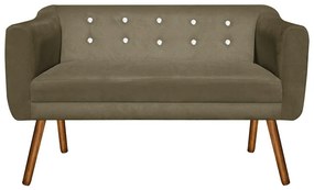 Kit 01 Namoradeira 02 Lugares e 02 Poltronas Giratória Julia Suede com Strass Base Madeira MM30 D'Rossi - Marrom Rato