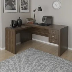 Mesa para Home Office com 03 Gavetas Nogal -Tecno Mobili