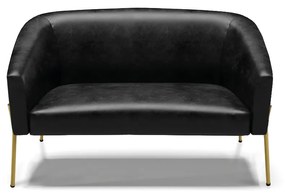 Sofá 2 Lugares Namoradeira Pé de Ferro Dourado Stella Sintético PU D03 - D'Rossi - Preto