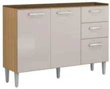 Balcão de Cozinha para Pia 120cm 3 Portas 2 Gavetas Livy Z46 Damasco/O