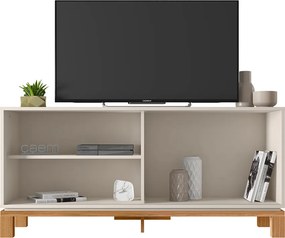 Rack Bancada Tv Para Sala de Estar 136cm Visari C01 - D'Rossi - Off White/Freijó