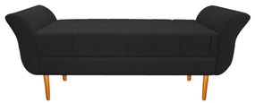 Recamier Estofado Ari 140 cm Casal Suede Preto - ADJ Decor