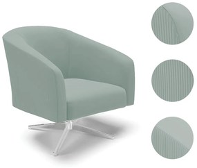 Poltrona Decorativa Giratória Cromada Stella Cotelê Ext/Veludo D03 - D'Rossi - Menta