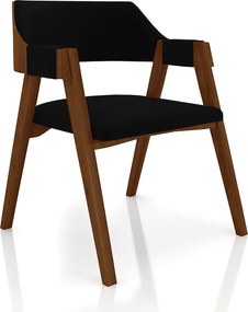 Kit 2 Cadeiras Sala de Jantar e Jogos Carteados Madeira Maciça Poker Veludo Preto/Imbuia G42 - Gran Belo