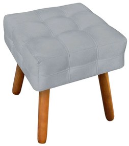 Puff Banqueta Decorativo Pé Palito de Madeira Elisa Suede Cinza D03 - D'Rossi