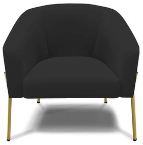 Poltrona Decorativa Pé de Ferro Dourado Kit 2 Stella Veludo D03 - D'Rossi - Preto