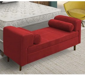Recamier Casal Queen 160cm Turim Veludo Vermelho - Simbal - Vermelho