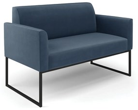 Sofá Namoradeira Base Industrial Preto Marisa Suede D03 - D'Rossi - Azul Marinho