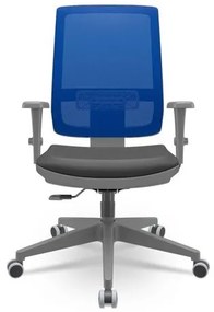 Cadeira Brizza Diretor Grafite Tela Azul Assento Vinil Preto Base RelaxPlax Alumínio - 65951 Sun House