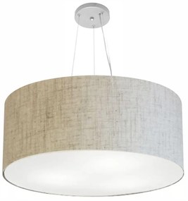 Lustre Pendente Cilíndrico Md-4074 Cúpula em Tecido 60x30cm Rustico Bege - Bivolt