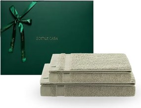 Jogo de Banho 2 pçs Trussardi 100% Algodão Marini c/ Caixa de Presente Natal - Pistacchio Pistacchio