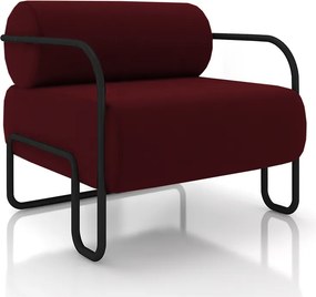 Poltrona Decorativa Sala de Estar Polatsk Base Industrial de Ferro Veludo Bordô G33 - Gran Belo