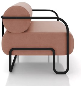 Poltrona Sala de Estar Industrial Preto Ameli Veludo K01 - D'Rossi - Rose