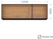 Armário Aéreo de Cozinha 120cm 3 Portas Classic Preto - Poquema