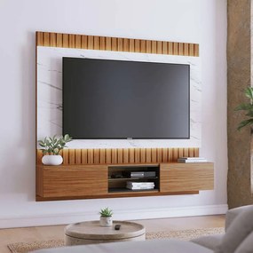 Home Painel Suspenso 180cm Ripado Lazio Led Noce/Calacata G73 - Gran Belo