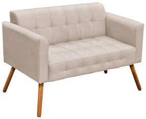 Kit 01 Namoradeira e 02 Poltronas Giratória Elisa Suede Base Madeira MM30 D'Rossi - Bege