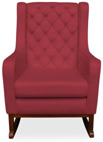 Kit Poltrona Amamentação Balanço Maju com Puff Flor Veludo - Vermelho