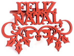 Porta Guardanapo Feliz Natal MDF Vermelho 5x8cm - D'Rossi