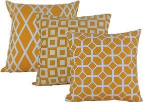 3 Capas para Almofada Soft Turim Geométrico Amarelo 43x43cm