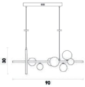 Pendente Versus 30X28X90Cm Metal Preto E Vidro Transparente 07Xg9 + Le...
