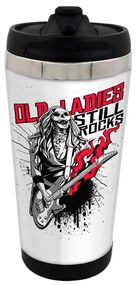 Copo Térmico 500ml Inox Branco Caveira Old Ladies Still Rock