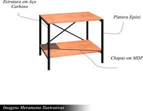 Sapateira Industrial Multiuso Basilico 2 Prateleiras Preto/Demolição G79 - Gran Belo