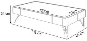 Mesa de Centro Decorativa Rennes MDP/MDF Pés de Aço G26 - Gran Belo - Verde Pistache/Freijó