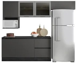 Armário de Cozinha CP02 e Tampo Grace Grafite Z44           - Mpozenat