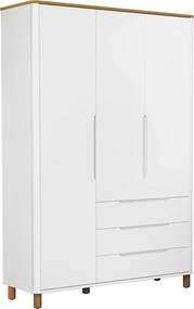 Guarda-Roupa Boom 3 Portas e 3 Gavetas com Pés Nordic Mel - Branco e Savana - Guarda-Roupa Boom 3 Portas e 3 Gavetas com Pés Nordic Mel - Branco Fosco e Savana