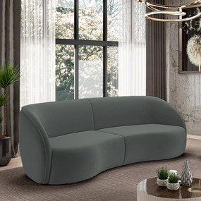 Sofá Decorativo Sala de Estar Bipartido 318cm Clarke Veludo Grafite G45 - Gran Belo