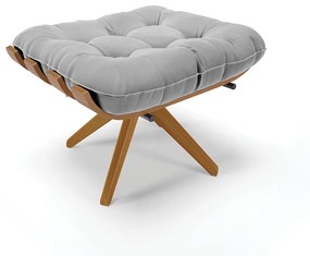 Puff Giratório Costela Suede Cinza Base de Madeira MA30 M11 - D'Rossi