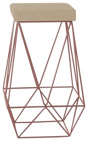 Banqueta Decorativa Kathy Base Bronze Veludo Bege G41 - Gran Belo