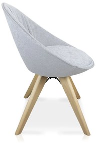 Cadeira Giratória Estela Jacquard Gelo Base Madeira - D'Rossi