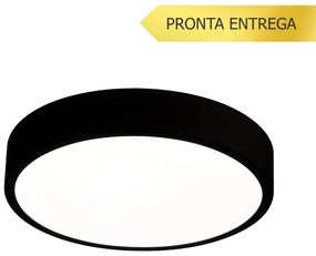 Plafon Luna Redondo Ø42X7Cm Led 32W Bivolt - Usina 19660/42 (PT - Preto Texturizado, 3000k)