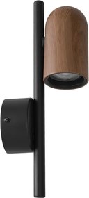 Arandela Metal Preto E Madeira Forest