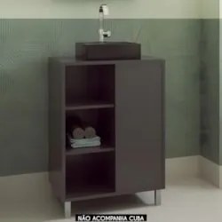 Gabinete de Banheiro 60cm Para Cuba 1 Porta Malu Grafite F10 - Mpozena