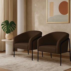 Poltrona Sala Industrial Alta Preto Kit 2 Stella Suede D03 - D'Rossi - Marrom